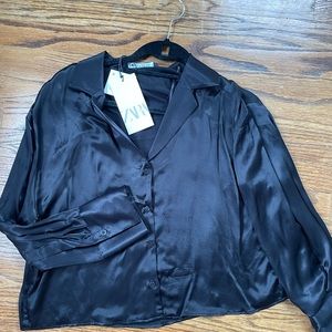 Zara Silk Cropped Blouse